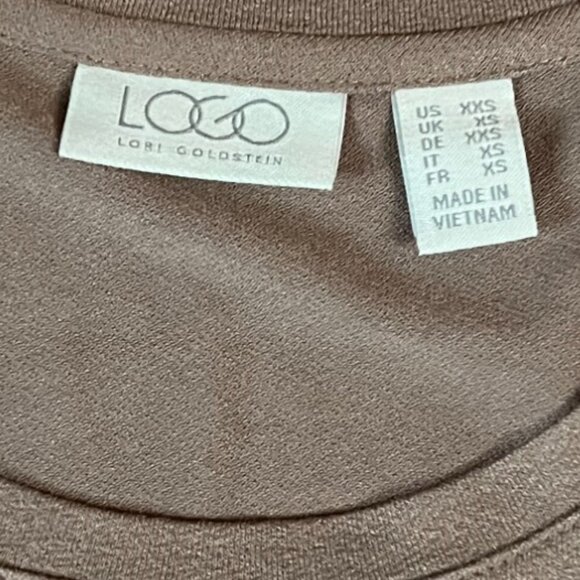 LOGO Camel-Colored Tunic w/2 Front Pockets, 3/4 Sleeves & Ruffle Bottom, Sz XXS - Picture 11 of 13